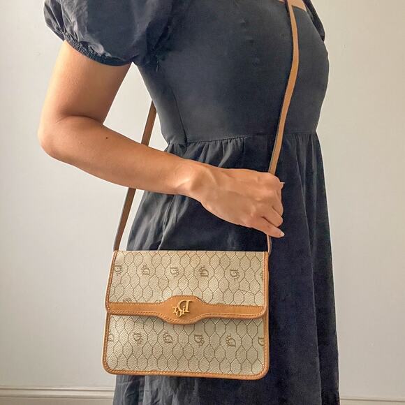 DIOR Tan Honeycomb Crossbody / Shoulder Bag